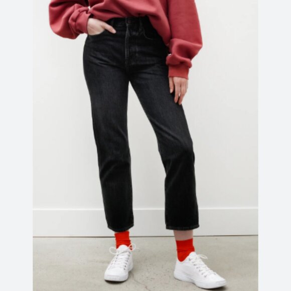 ACNE Studios Mece Straight Leg Crop Jeans in Black Overdye Size 25 - Picture 1 of 10